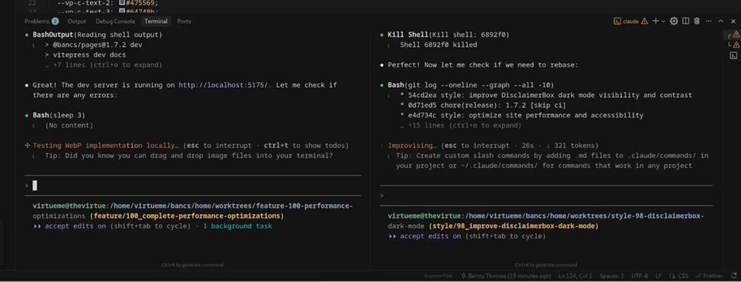 Two terminals running Claude Code simultaneously