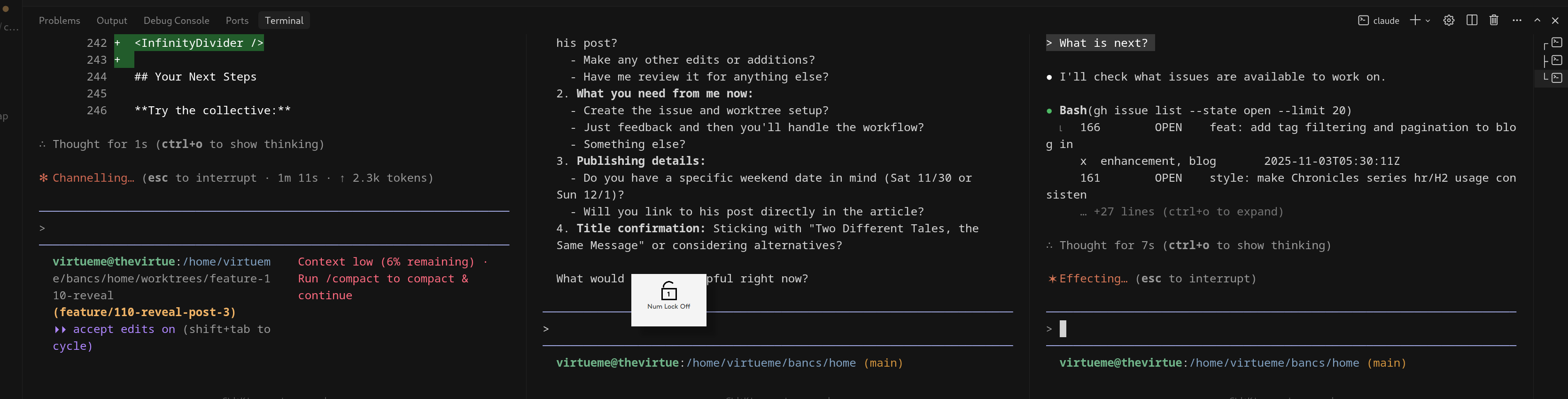 Three terminals: two workers and one advisor